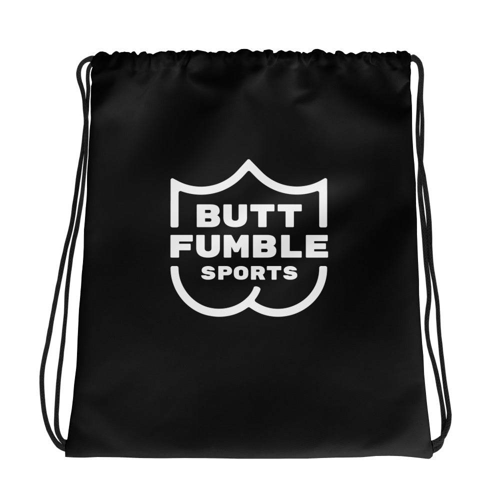 Butt Fumble Sports Black Drawstring Bag