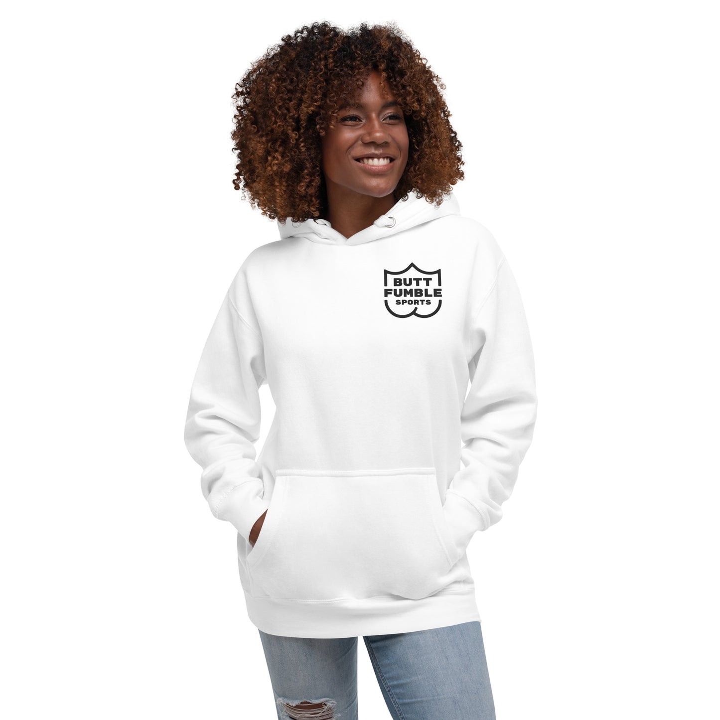 Butt Fumble Sports Unisex White Hoodie